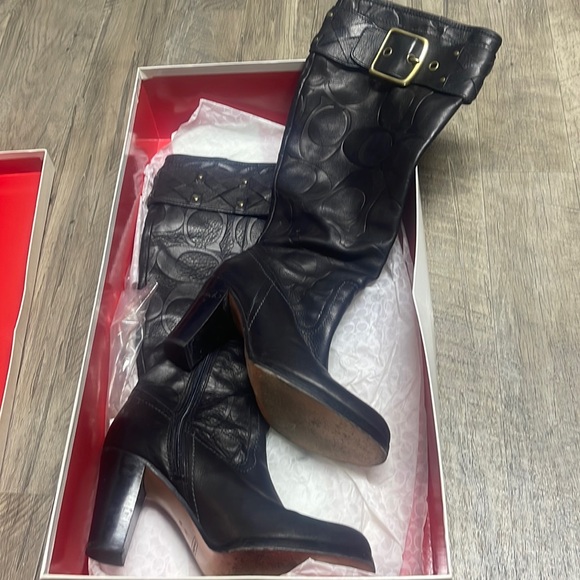 Vintage Coach Black Leather Boots worn under 10 times with Box - Picture 1 of 4